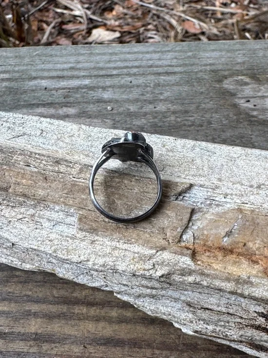 Native American Sterling Silver Ring with Turquoise and Coral - Picture 3 of 4